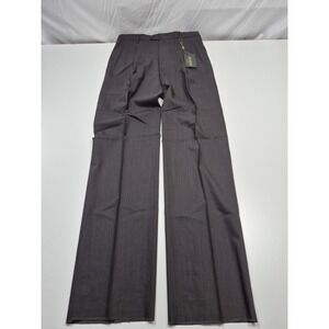 Zanieri Dress Pants Mens 34x36 Gray Wool Pleated Straight High Twist Italy NWT